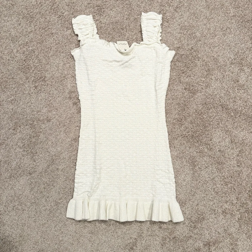 NWT - Free People Cream Ruffled Mini Dress